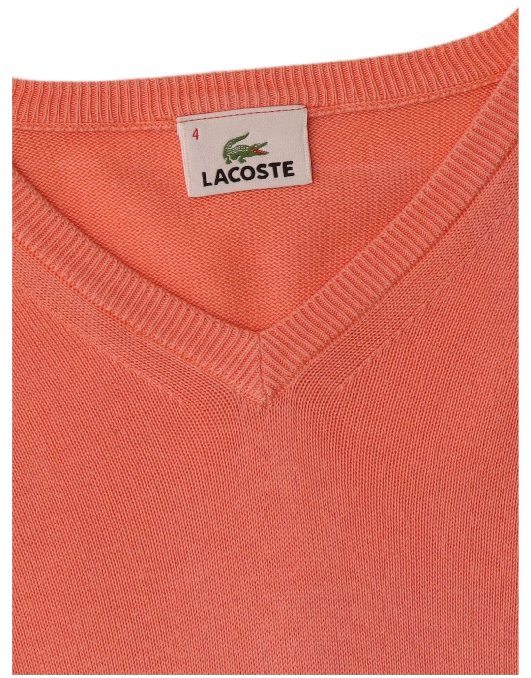 LACOSTE Pull col V pour homme Taille 4 Orange moyen