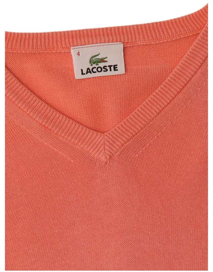 LACOSTE Pull col V pour homme Taille 4 Orange moyen