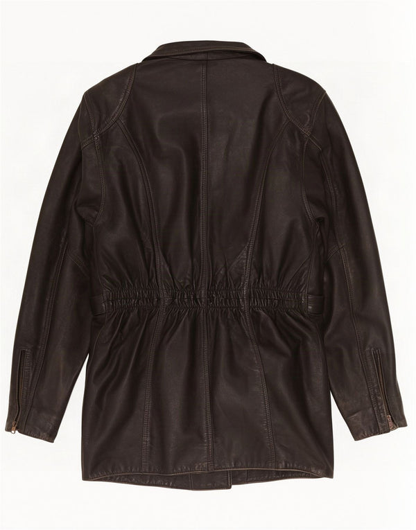 veste de motard en cuir femme vintage UK 10 Petit Noir