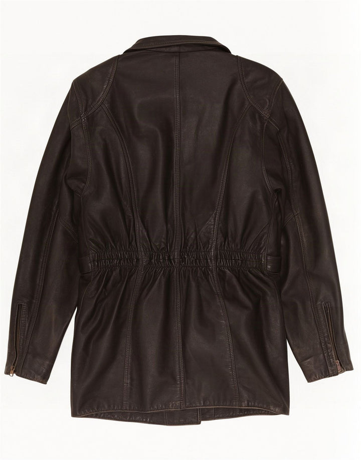 veste de motard en cuir femme vintage UK 10 Petit Noir