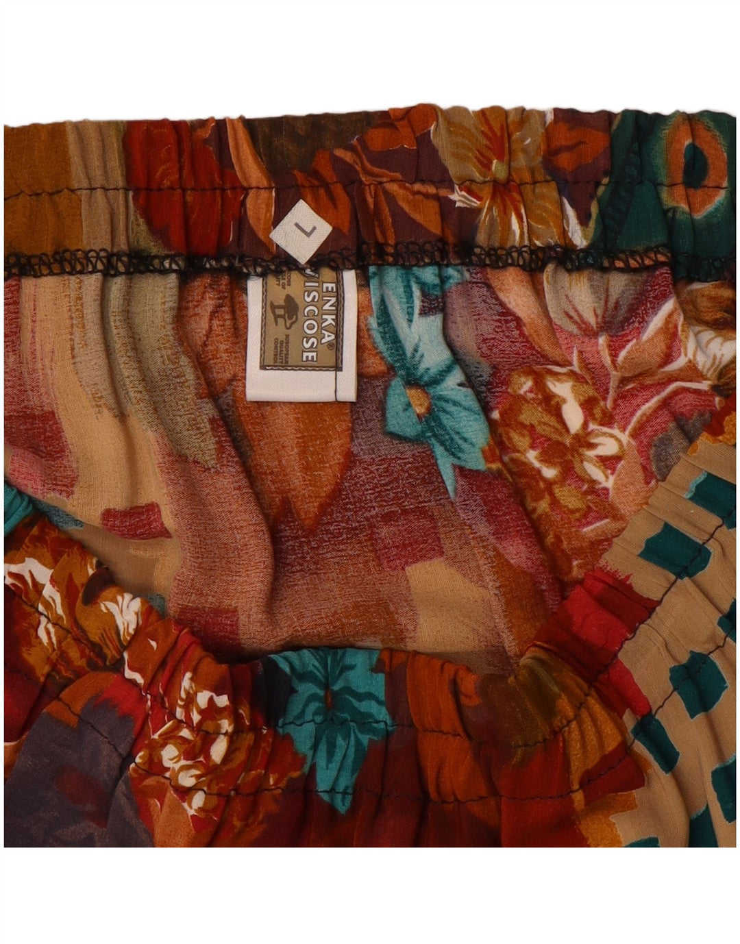 jupe évasée vintage femme grande W34 patchwork multicolore viscose