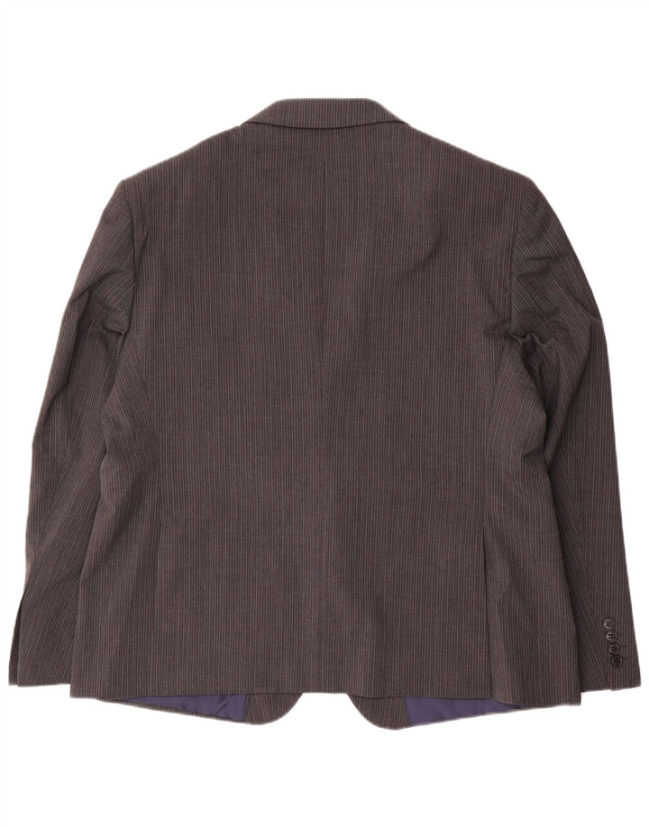 Marks & Spencer Veste blazer courte à 2 boutons pour homme EU 56 3XL Gris à fines rayures