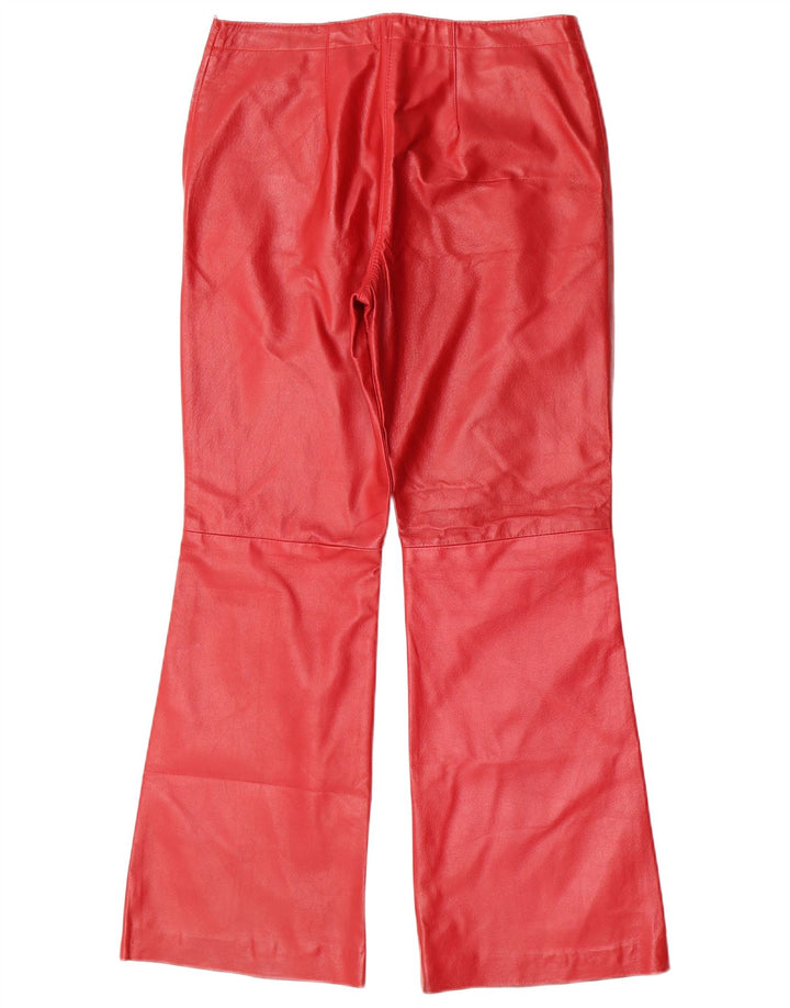 Conbipel Pantalon Flare En Cuir Femme IT 46 Large W30 L30 Cuir Rouge