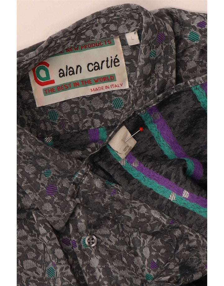Chemise Homme Vintage Grand Coton Floral Gris