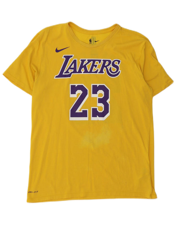 Nike Mens Los Angeles Lakers Graphic T-Shirt Haut Large Jaune Coton