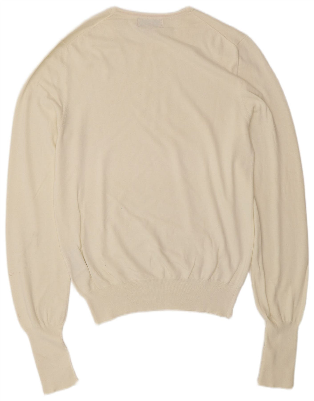 HUGO BOSS Mens Crew Neck Jumper Sweater Small Off White Cotton