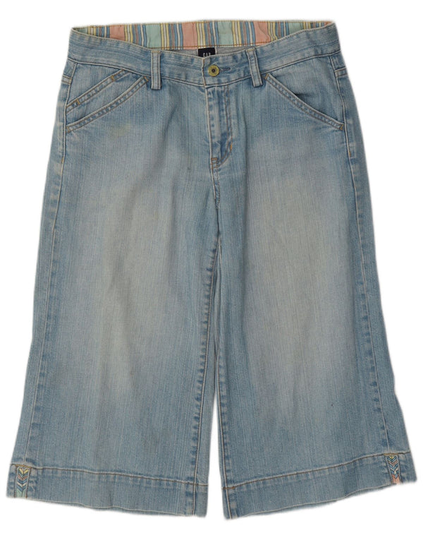 Gap Bermuda à jambe large pour femme en denim UK 10 Small W30 Bleu Coton