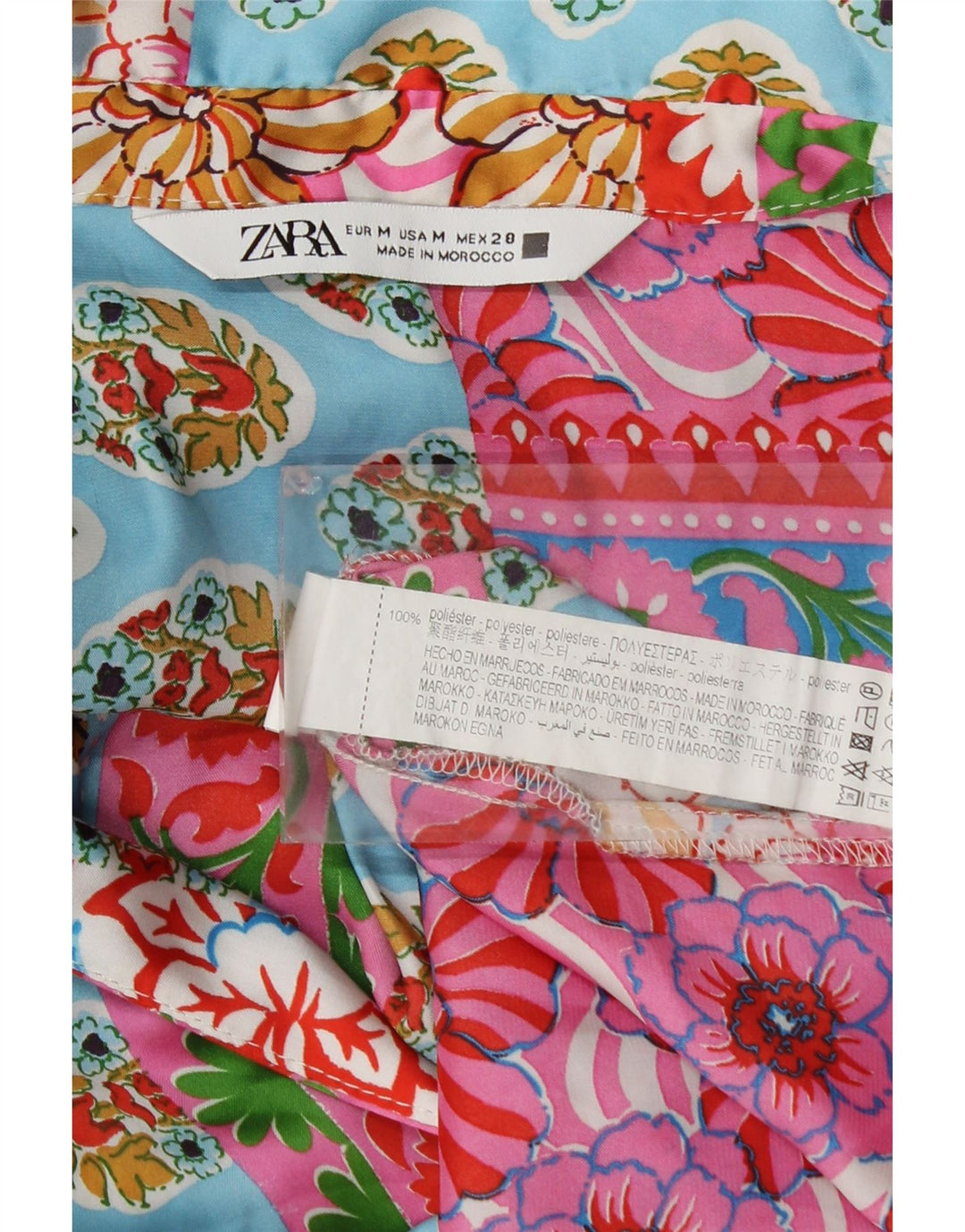 Zara Chemisier à manches longues pour femme UK 44 Medium Multicolore Patchwork