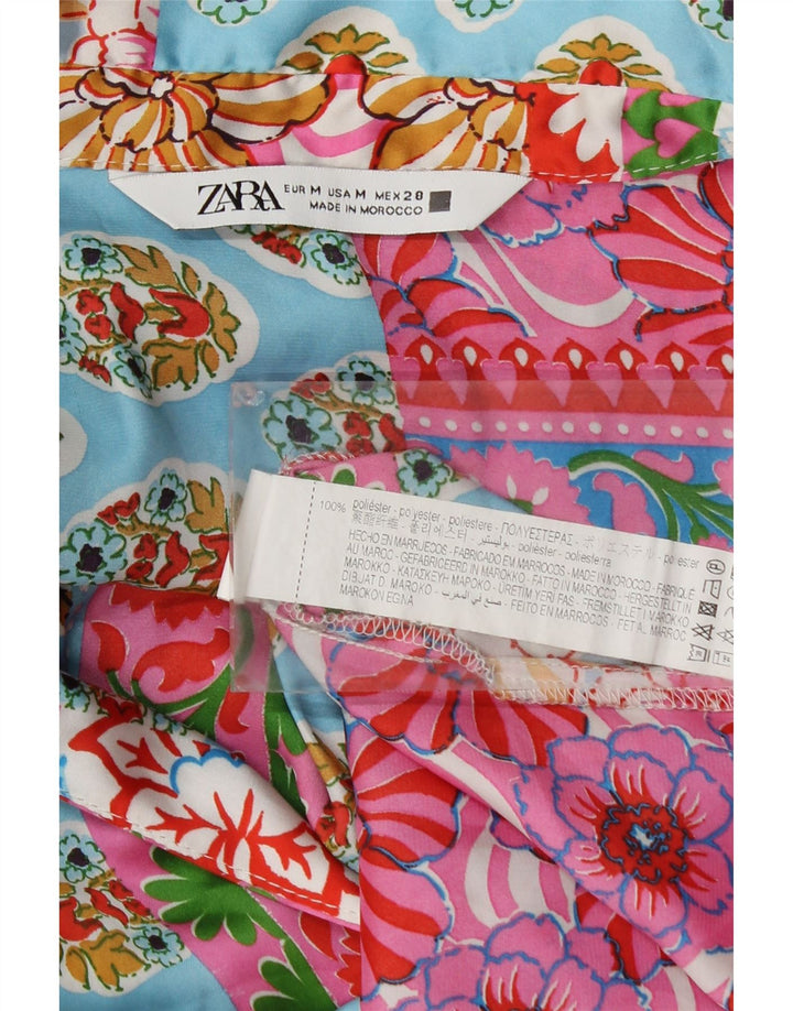 Zara Chemisier à manches longues pour femme UK 44 Medium Multicolore Patchwork