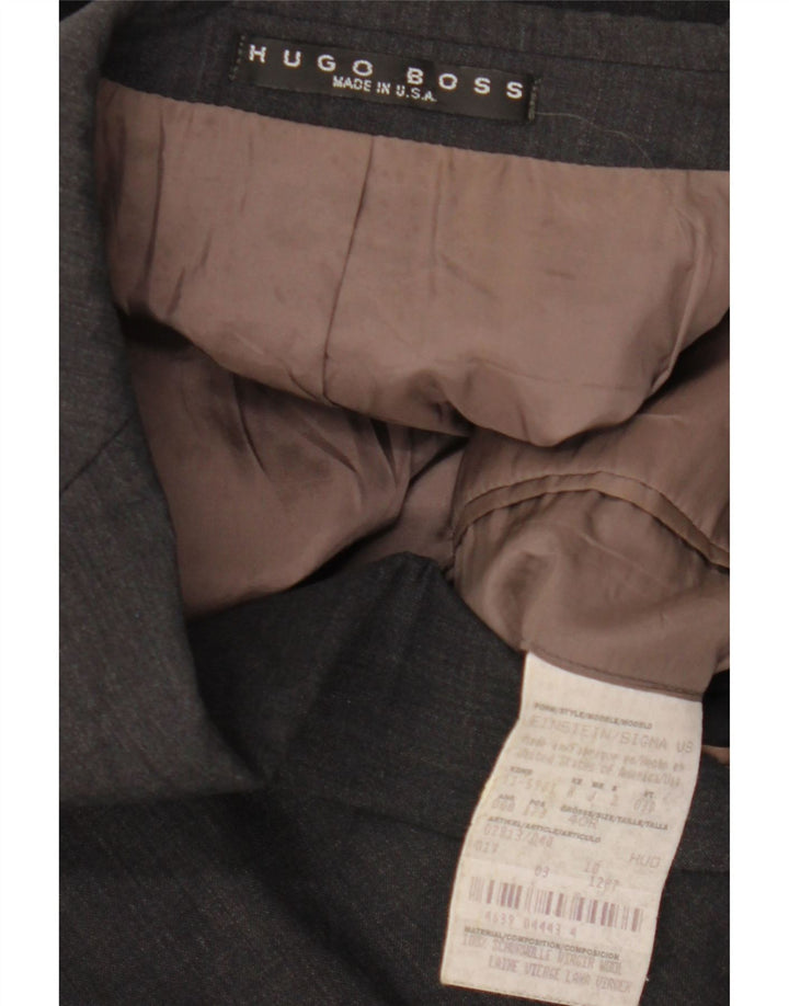 HUGO BOSS Veste Blazer 3 Boutons Homme UK 40 Large Gris Laine