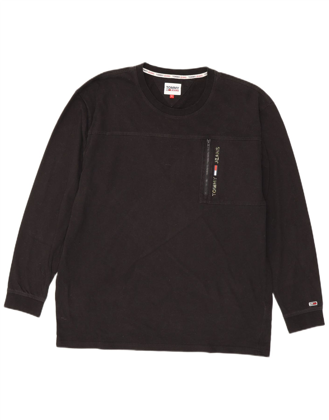 TOMMY HILFIGER Haut Graphique Homme Manches Longues XL Noir Coton