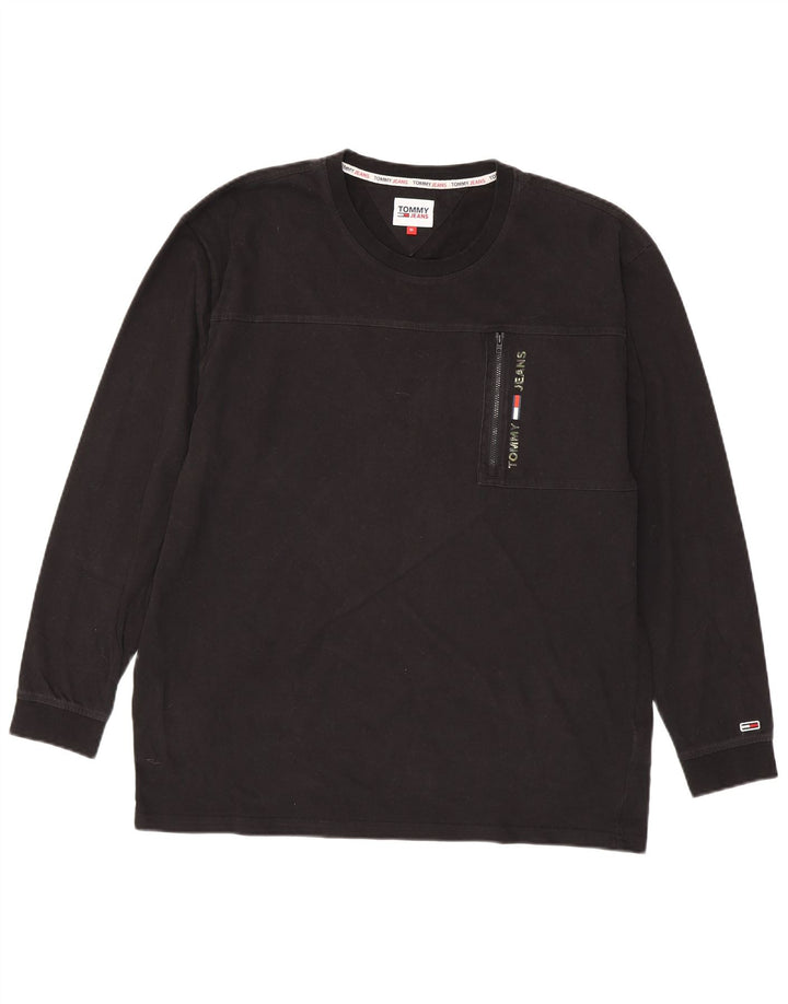 TOMMY HILFIGER Haut Graphique Homme Manches Longues XL Noir Coton