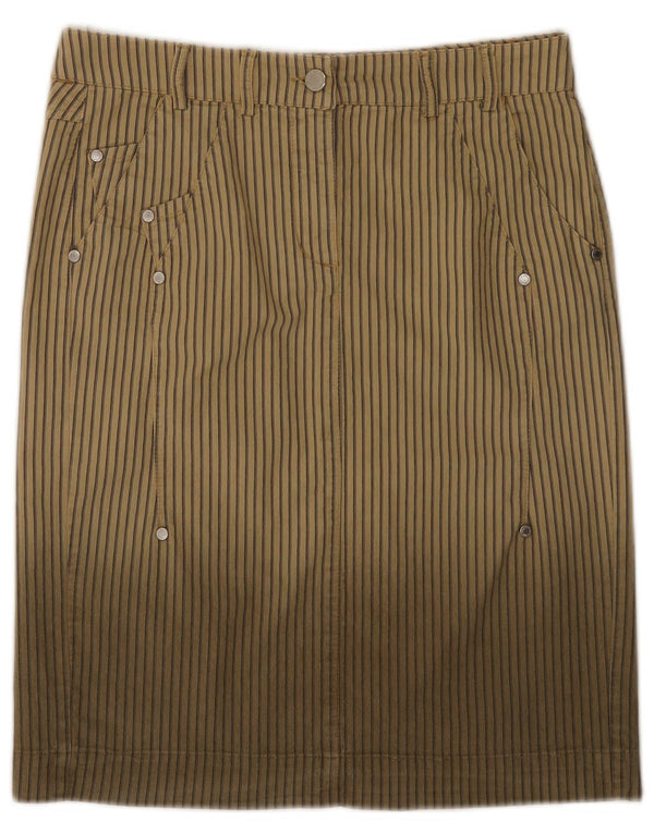 Les Copains Femme Jupe Droite IT 42 Medium W30 Beige Rayé Coton