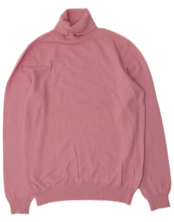 Benetton Pull col roulé femme UK 16 Large laine rose