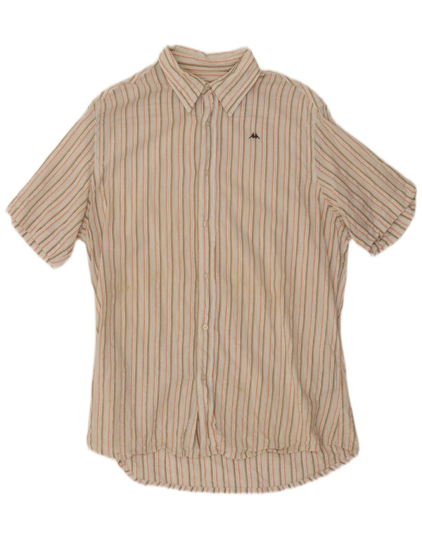 Kappa Chemise à Manches Courtes Homme XL Blanc Rayé Coton