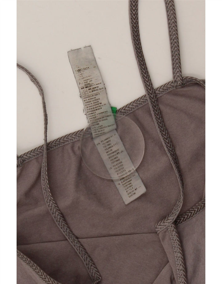 Benetton Femme Crop Cami Top UK 8 Small Gris Polyamide