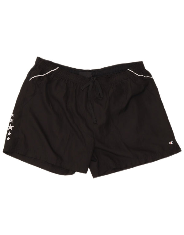 Champion Short de sport graphique régulier pour femme UK 14 Large Noir Polyester
