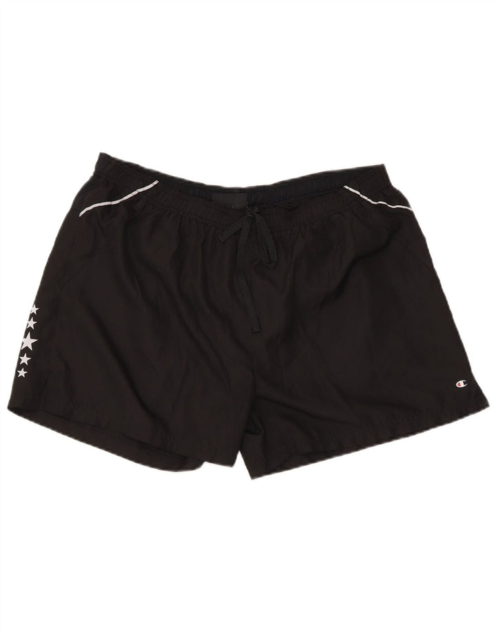 Champion Short de sport graphique régulier pour femme UK 14 Large Noir Polyester