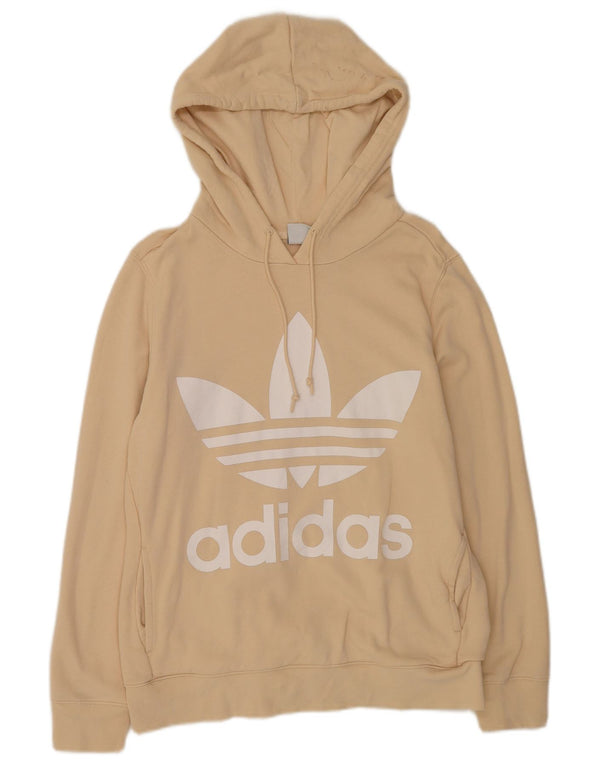 Adidas Pull à capuche graphique pour femme UK 12 Coton beige moyen