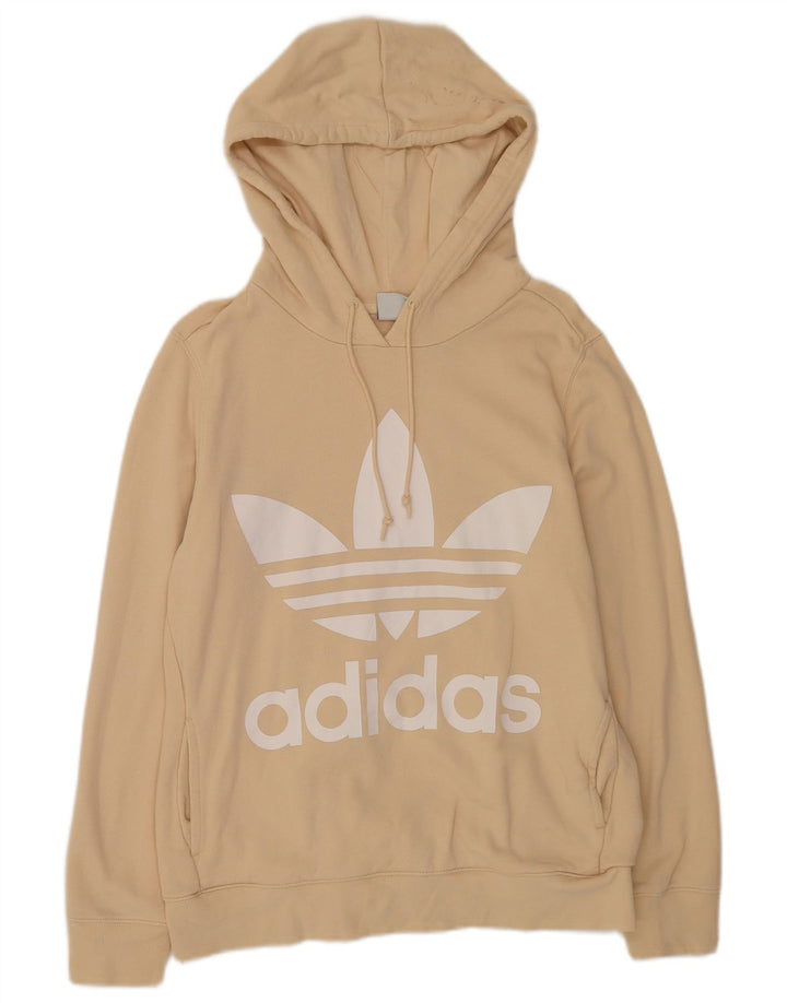 Adidas Pull à capuche graphique pour femme UK 12 Coton beige moyen
