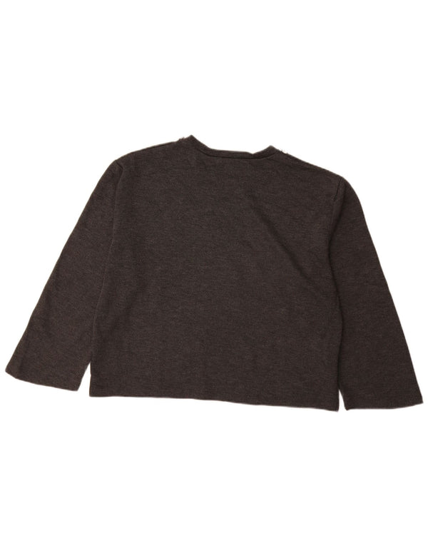 ZARA Pull court à manches 3/4 et col bateau pour femme UK 14 Gris moyen