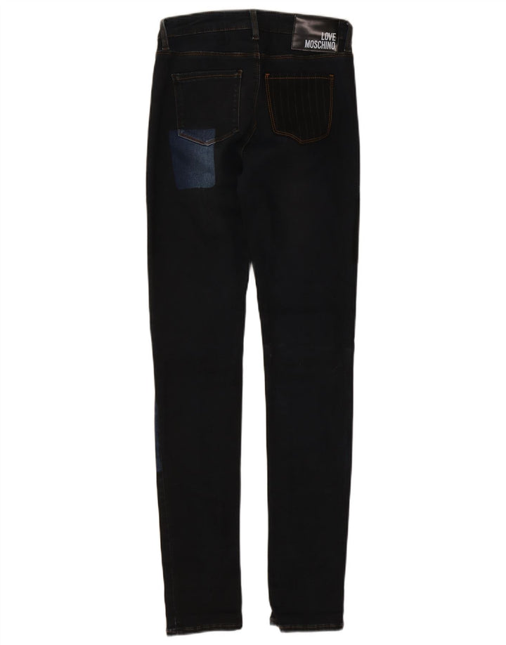 Moschino Jean skinny femme W26 L31 bleu marine patchwork coton