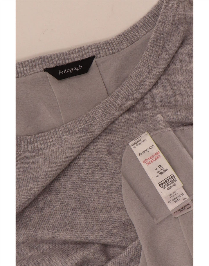 MARKS & SPENCER Pull col bateau pour femme UK 12 Gris moyen