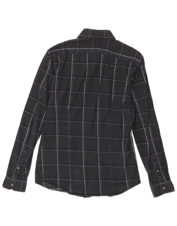 Reiss Chemise Slim Fit en Flanelle Homme Noir à Carreaux en Coton