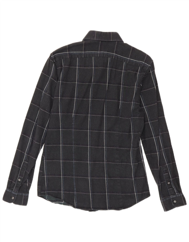 Reiss Chemise Slim Fit en Flanelle Homme Noir à Carreaux en Coton