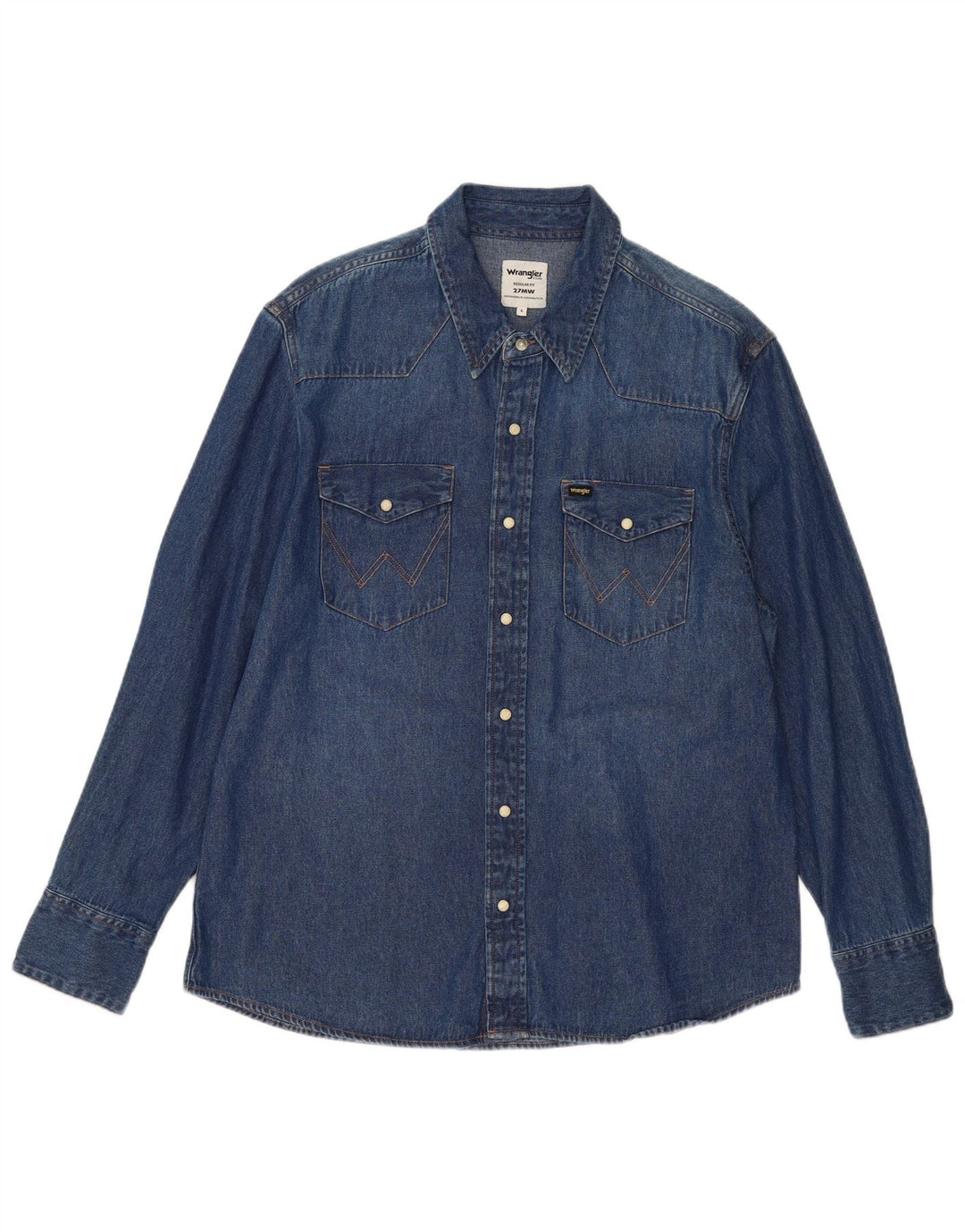 Wrangler Chemise en jean coupe droite pour homme en coton bleu moyen