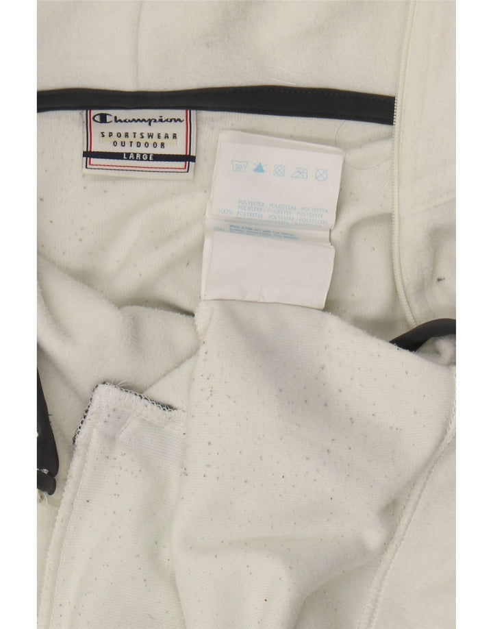 CHAMPION Womens Hooded Fleece Jumper UK 16 Large White Polyester