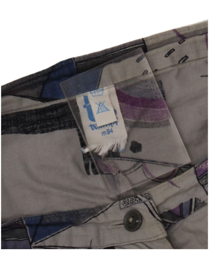 VINTAGE Femmes Taille Haute A-Line Jupe W32 Grand Gris Géométrique