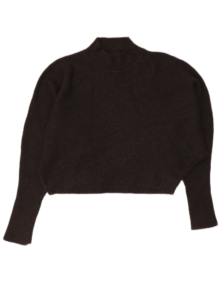 Zara Pull court à col roulé pour femme Gris moyen UK 14