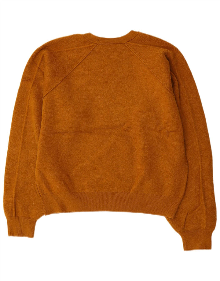 ZARA Pull court surdimensionné à col rond pour femme UK 10 Petit Marron