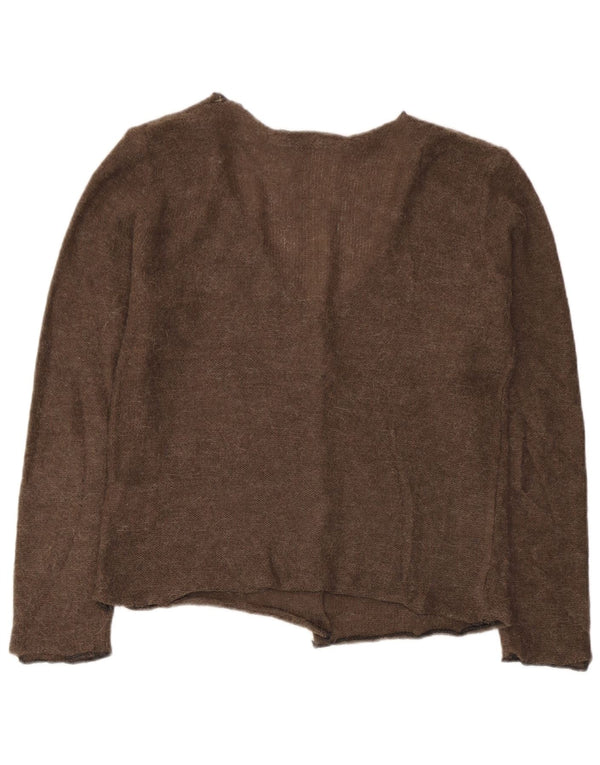 Zara Womens Crop Cardigan Sweater UK 10 Petit Marron Polyamide