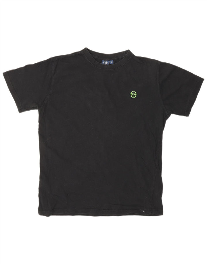 SERGIO TACCHINI T-Shirt Femme Top UK 14 Moyen Noir Coton