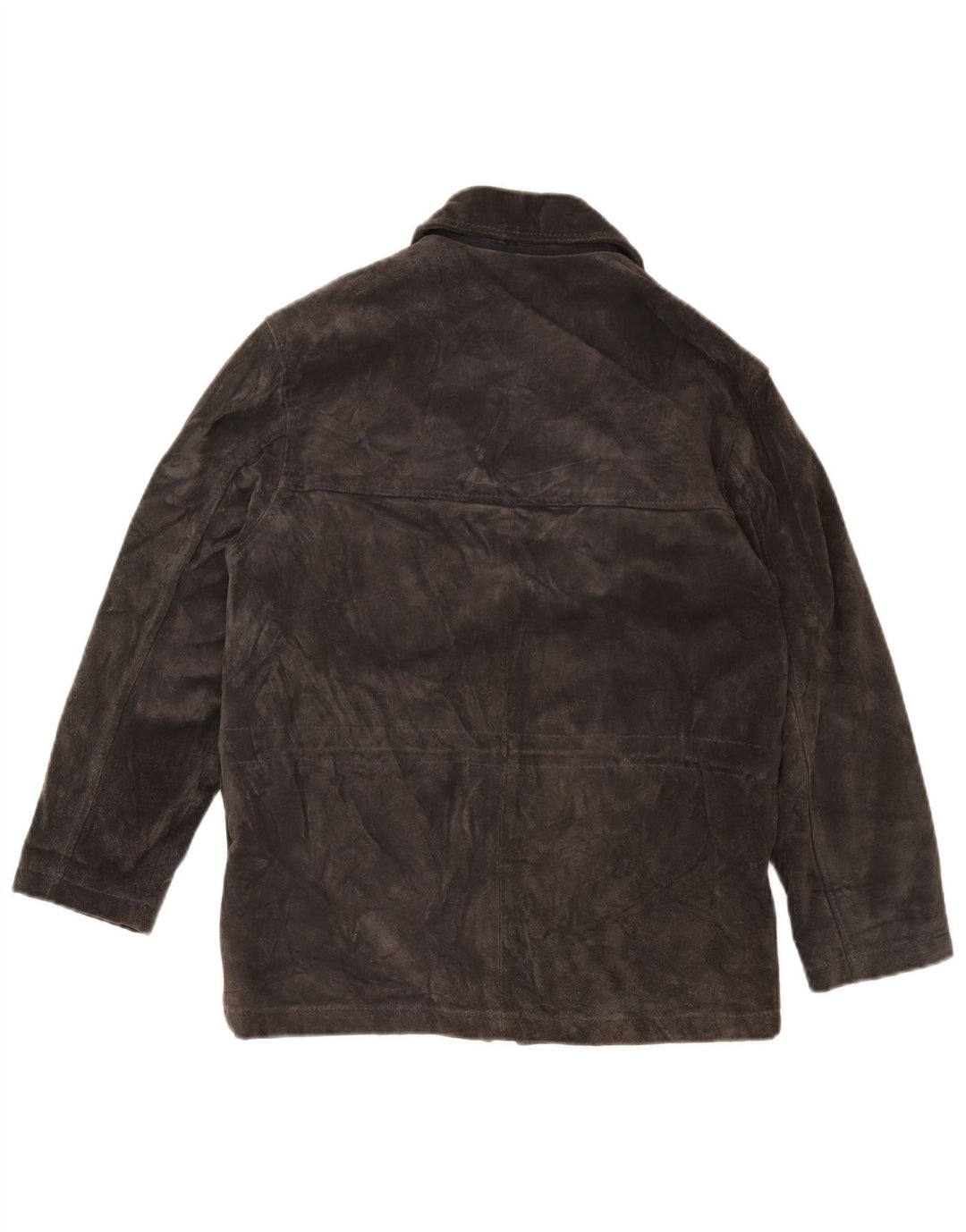 veste coupe-vent surdimensionnée en daim femme vintage UK 10 petit cuir gris