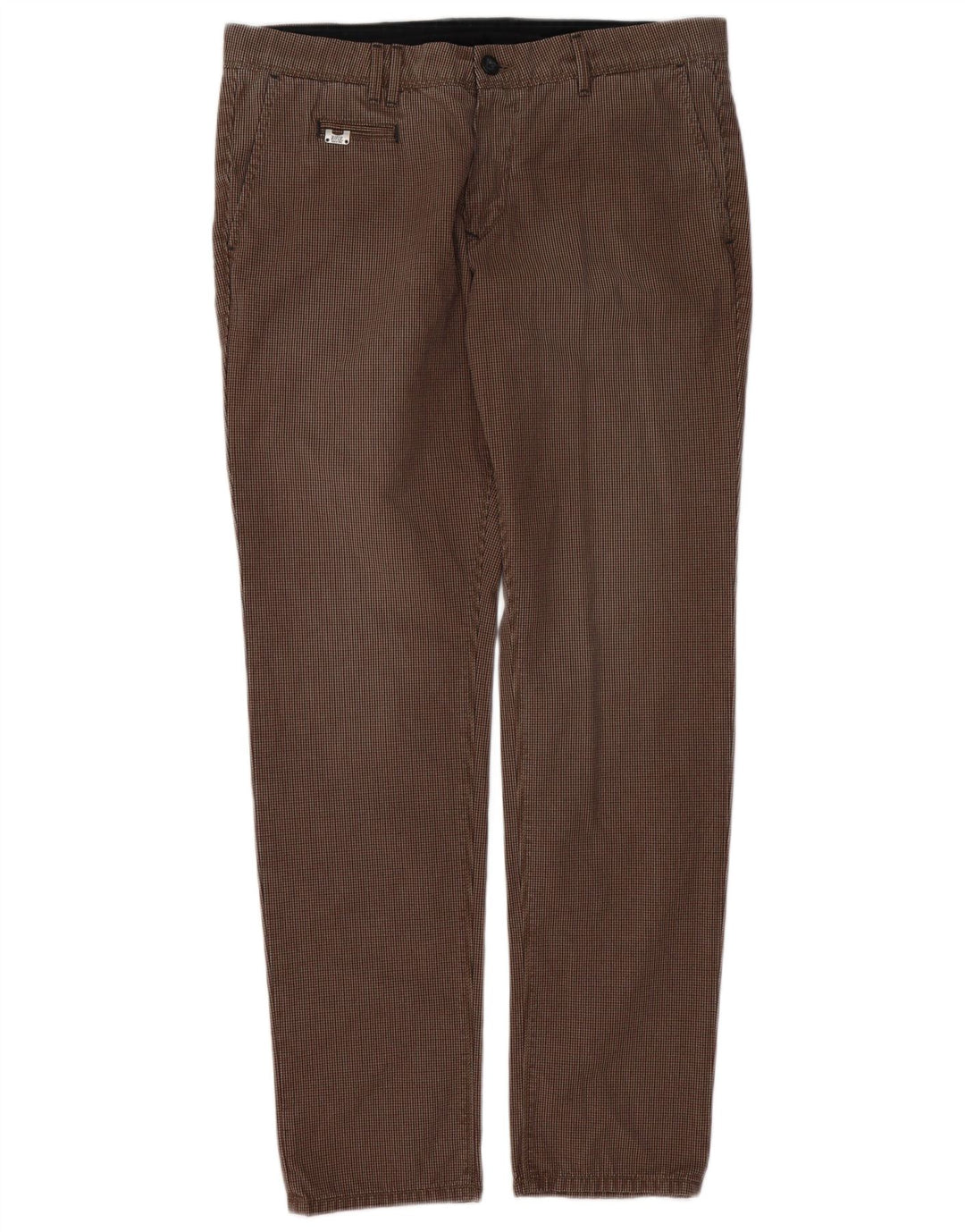RIFLE Pantalon Chino Slim Homme W33 L32 Marron Pied de Poule Coton