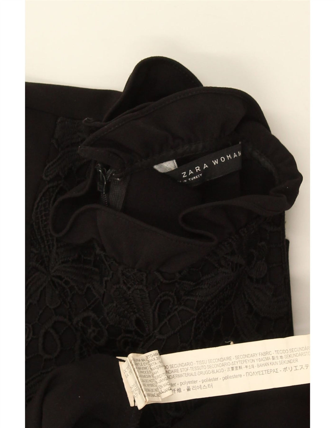 ZARA Robe trapèze pour femme UK 10 Petit polyester floral noir