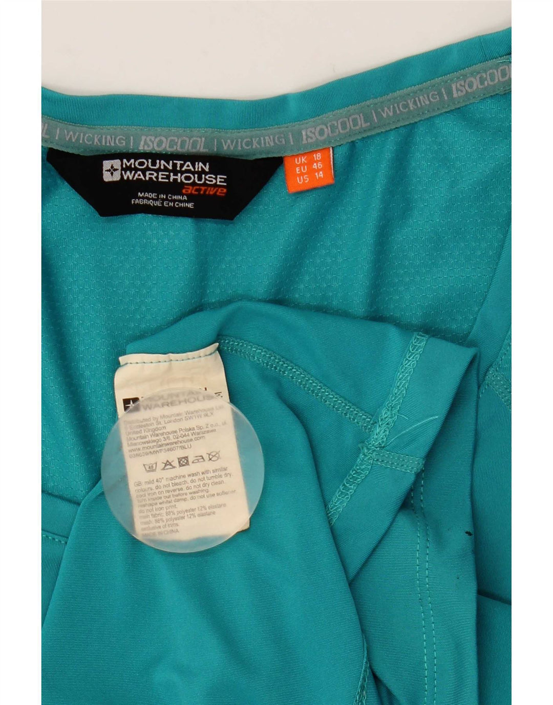 Mountain Warehouse T-Shirt Femme UK 18 XL Turquoise Polyester