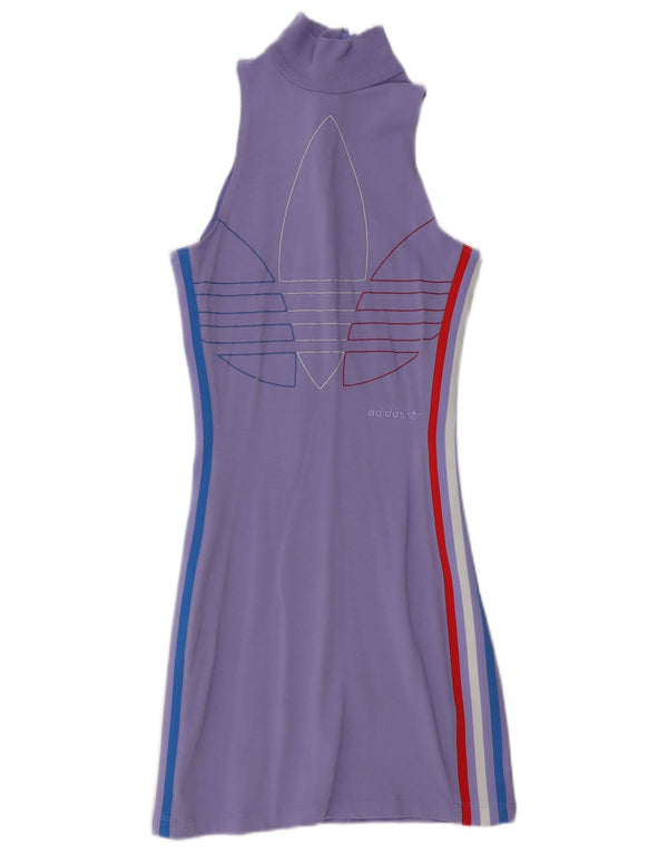 Adidas Robe moulante graphique sans manches pour femme UK 10 Petit Violet