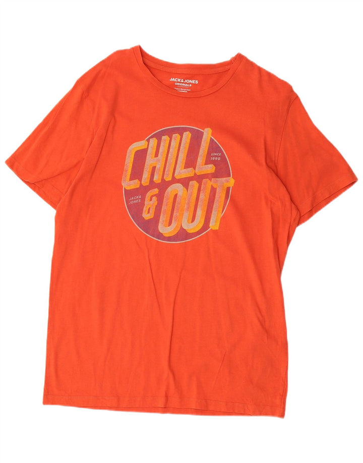 JACK & JONES T-Shirt Graphique Coupe Regular Homme Orange Moyen Coton