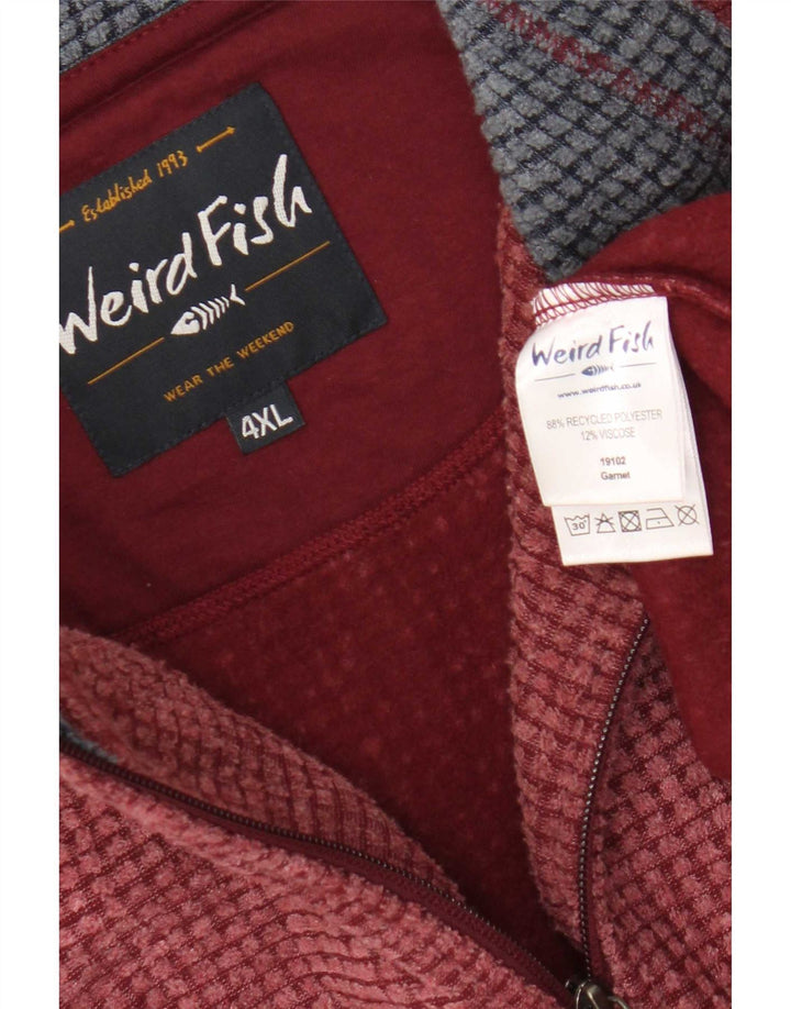 Weird Fish Pull polaire à col zippé pour homme 4XL Bordeaux Polyester