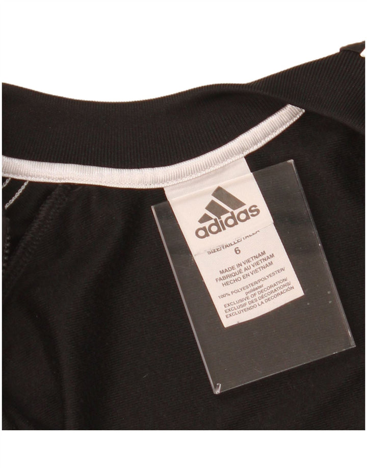 ADIDAS Boys Tracksuit Top Jacket 5-6 Years Black Polyester