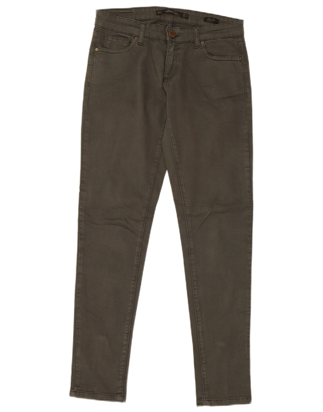 Pantalon décontracté skinny pour femme ZARA EU 38 Small W28 L29 coton kaki