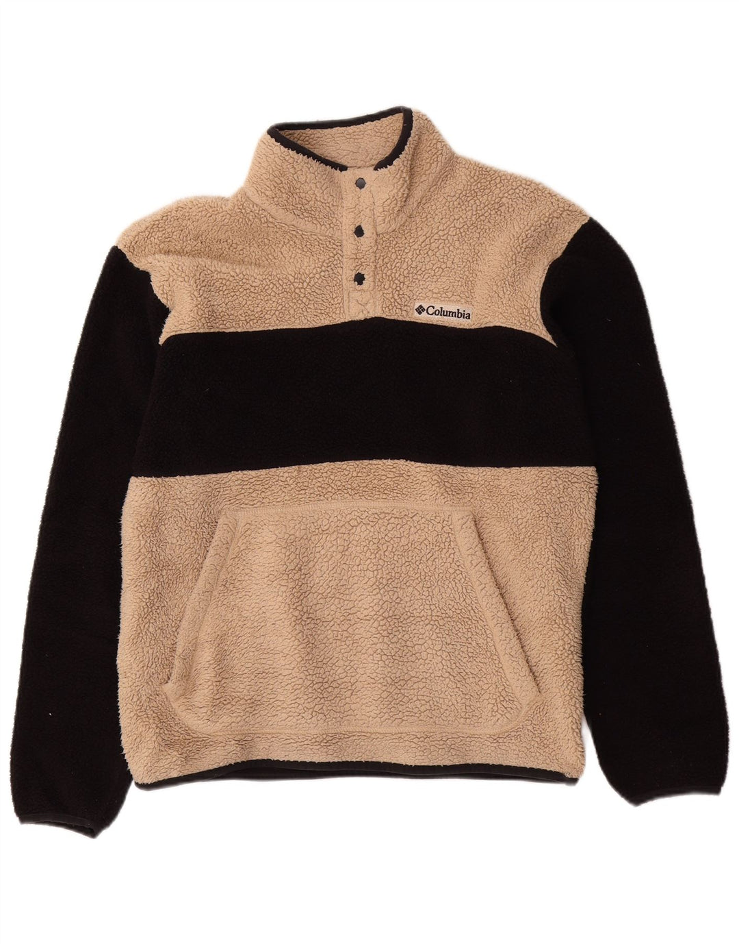 Columbia Pull Polaire à Col Boutonné Homme Beige Moyen Colorblock Polyester