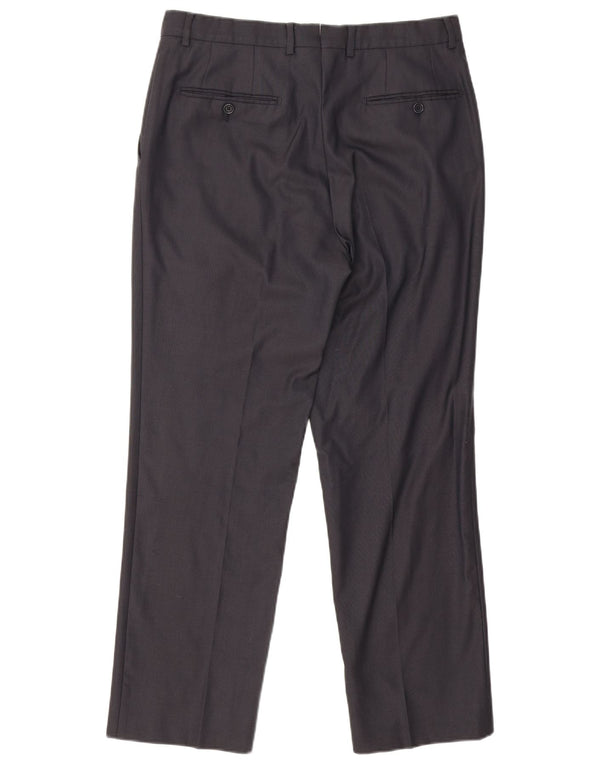 Massimo Dutti Pantalon de costume droit pour homme EU 42 Large W32 L28 Bleu marine
