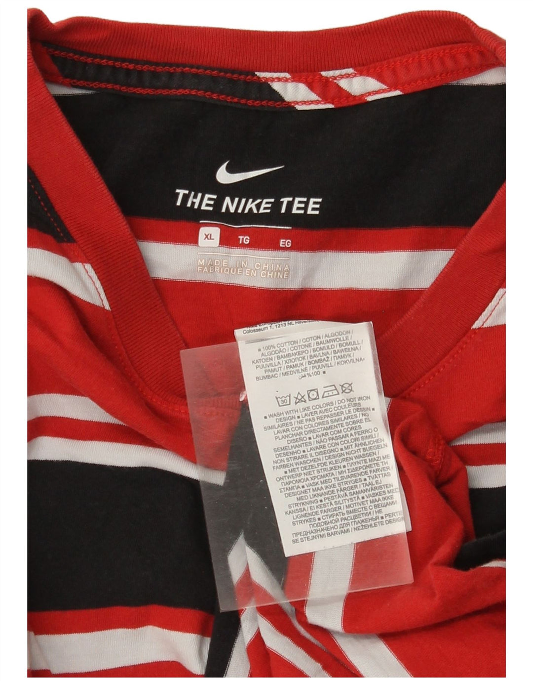 Nike T-Shirt Homme Top XL Coton Rayé Rouge