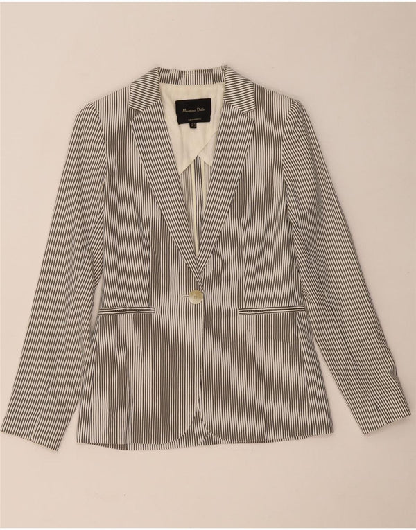 MASSIMO DUTTI Veste blazer 1 bouton pour femme EU 34 2XS Gris à fines rayures