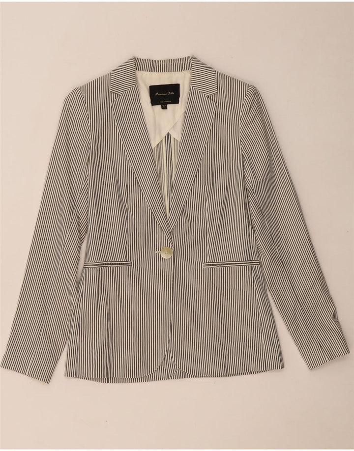 MASSIMO DUTTI Veste blazer 1 bouton pour femme EU 34 2XS Gris à fines rayures